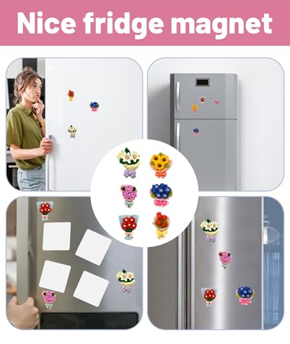 Image of 6PCS Mini Flower Vase Fridge Magnet, Decorative Rose Magnets for Refrigerator, Stylish Mini Fridge Decor for Kitchen, Office, Home, Gift