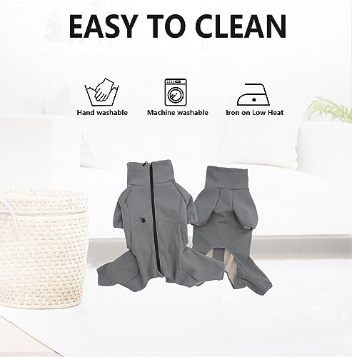 Kuscheliger Fleece-Mantel für Hunde, Vollkörper-Pullover mit vier Beinen, verstellbarer Hunde-Overall mit Reißverschluss, Winterkleidung ideal für Haustier-Hunde drinnen oder draußen, für kleine