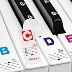 Piano Keyboard Stickers for Beginners Removable Piano Stickers for Keys 88/61/54/49/37, Colorful Larger Letter Key Note Stickers for Learning Piano, Upgraded with Solfege