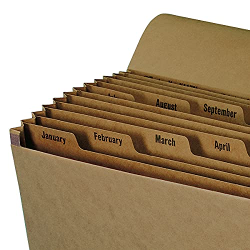 Smead Expanding File With Flap And Cord Closure, 12 Pockets, Monthly (Jan-Dec), Letter Size, Kraft (70186) #TOP2