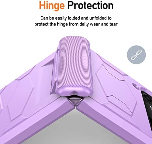 Vizvera for Samsung Galaxy Z Flip 3 Case 2021, Hinge Full Protective (TPU+PC) Cover Armor Shockproof Non-Slip Case Compatible with Samsung Galaxy Z Flip 3 5G (Puple) Purple