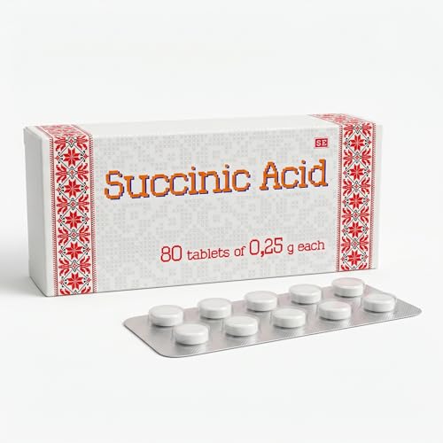 FARMAKOM Succinic Acid for Plants - Amber & Ascorbic Acid Biostimulant for Orchids Indoor Houseplants & Garden - Root Growth Stimulator Transplant Shock Reducer - 80 Water-Soluble Tabs (250mg)