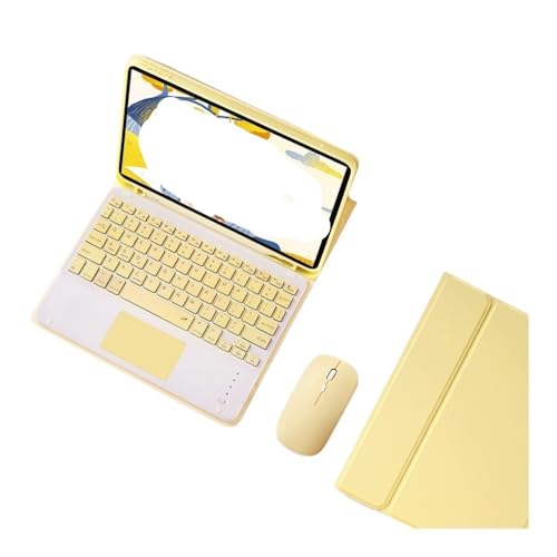 Funda Teclado iPad Pro 13 2024 YSJX de Cuero Amarillo con Ratón