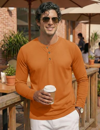 Image of MAGNIVIT Men's Long Sleeve Henley Shirts Cotton 3-Button Spring Casual T-Shirts Solid Color Soft Basic Tops 2026