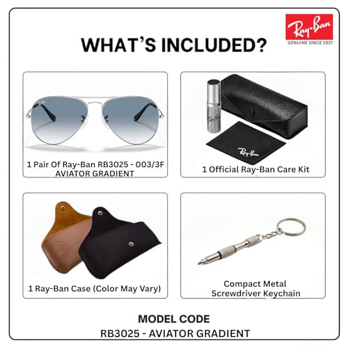 Image of Ray-Ban RB3025 AVIATOR GRADIENT Pilot Shaped Sunglasses for Men & Women with Official RAYBAN Eyewear Kit