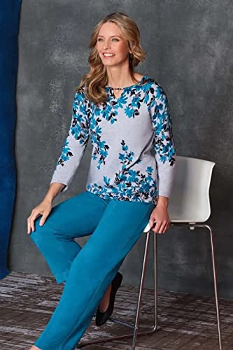 Alfred Dunner Women's Suede Average Length Pant (Teal, 18 Average)4