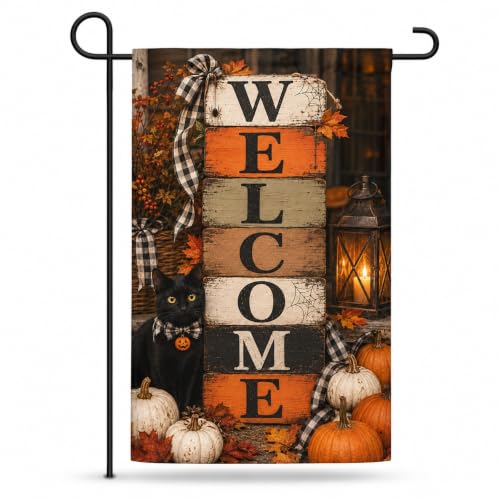 Halloween Welcome Garden Flag 12x18 Inch, Double Sided Yard Decor Outside - image 1