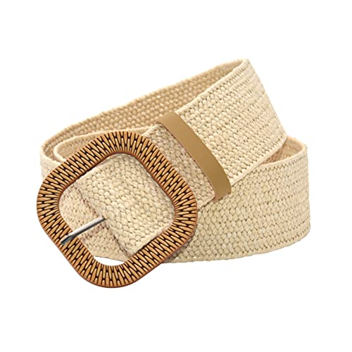 Women Belt Straw Woven Elastic Stretch Wide Waist Belts For Dresses With Buckle 2 Belts for Men