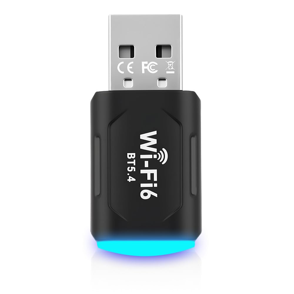 Clé WiFi 6 USB Double Bande 5GHz/2.4GHz Adaptateur WiFi Dongle 2 en 1 Bluetooth 5.4 pour PC Windows 10/11