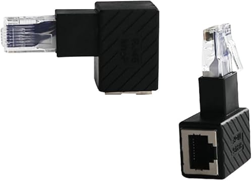 Miniatura 3 de Adaptador Ethernet de 90 grados, LAN Ethernet de 90 grados, RJ45 macho a hembra, adaptador de red de ángulo recto Cat5  Cat5e  Cat6 para módem,