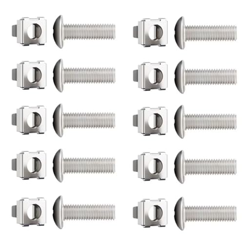 SYDARSYN Juego de Tuercas Enjauladas M5 y Tornillos para Armario de Red Carcasa del Servidor, Acero Inoxidable Tuercas de Jaula y Tornillos de Cabeza Phillips M5x30mm (10 Piezas)