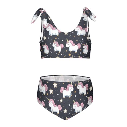 Wusikd Cute Unicorn Girls Swimsuits Two Piece Star Black Swimwear Bikini Set for for Girls Size 3T
