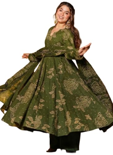 Image of ANNI Designer Women's Viscose Blend Umbrella Style Printed Kurta Palazzo with Dupatta | Stylish Kurta Set for Women | Elegant Palazzos & Dupatta Set | Traditional Ethnic Wear