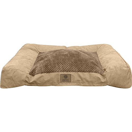 AKC Extra Large Sofa Dog Bed - Memory Foam, Popcorn Fur, Tan