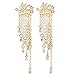 palettei Fashion Star Crystal Dangle Earrings for Women Gold Silver Color Front Back Hanged Long Tassel Earings Bohemian Jewelry (A:Gold)