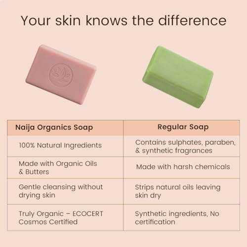 Image of Naija Organics Pomegranate and Lime Natural Bath Soap | Glow Boosting, Anti-Oxidant Rich, Chemical-Free Body Soap Bar | Handmade Soap | ECOCERT Certified | for Men & Women, All Skin Types - 100g