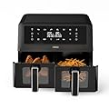 XXL Friggitrice Princess senza olio con doppio cestello - 11 L - Senza BPA e PFAS - Fine cottura sincronizzato - 8 programmi - Finestra di visualizzazione - 2400 W - 182276, 2x5,5 L