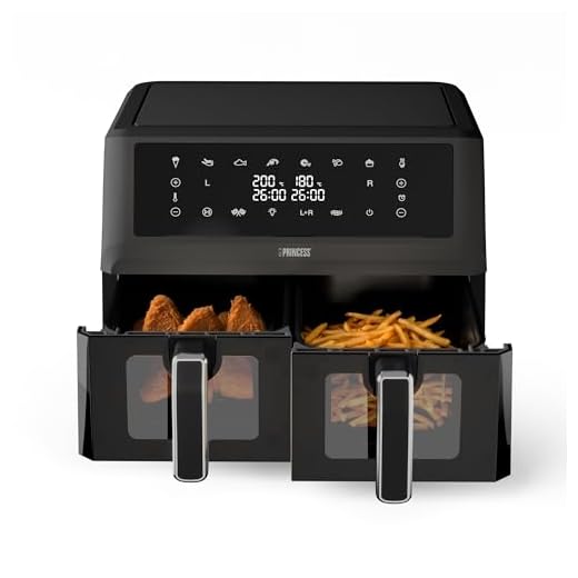 Princess XXL airfryer met dubbele mand - 11 L - BPA- en PFAS-vrij - Gesynchroniseerd kookuiteinde - 8 programma's - Kijkvenster - 2400 W - 182276