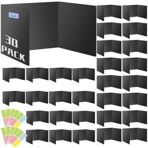 30 Pack Privacy Folders for Students, Black Desk Dividers for Classroom