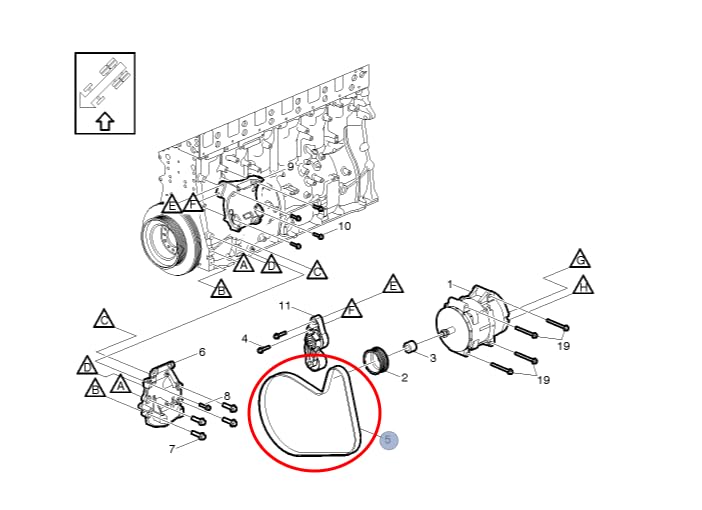 FleetRun V-Ribbed Belt, Fits Volvo D13, Cummins ISX, Replacement for 21556637, 20582552, 3288988 | FR-ENGN461