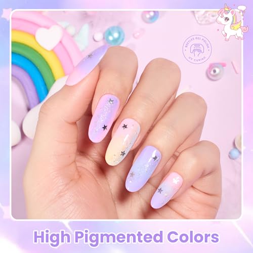 Image of Beetles Pastel Gel Polish Set - 6 Colors Pastel Shimmer Gel Polish Kit Soak Off UV LED Gel Nail Set Daily Salon Manicure Long Lasting DIY Nail Art Gift for Women