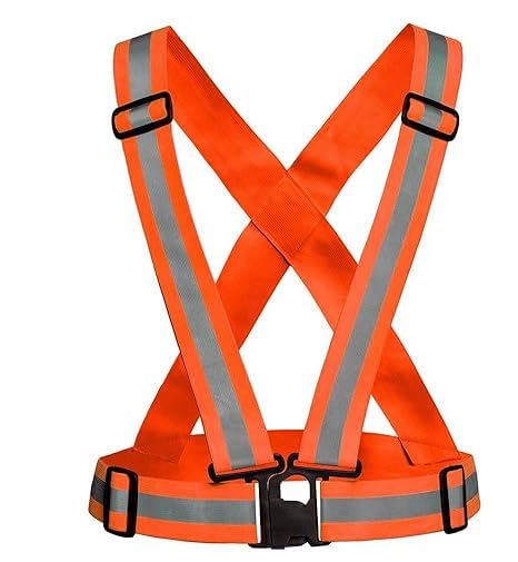 SAFETYZONE High Visibility Protective Safety Reflective Vest Belt Jacket, Night Cycling Reflector Strips Cross Belt Stripes Adjustable Vest - Orange (B0CY8ZGCLM) Amazon Price History, Amazon Price Tracker