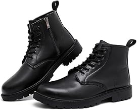 Hanani Men's Boots, Side Zipper, Short Boots, High Cut, Thick Sole, Black, Lace-up Boots, Ankle Boots, Work Boots, Engineer Boots, Leather Shoes, Business Boots, For Autumn and Winter, Boots for Men