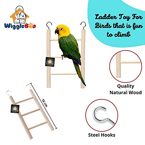 Image of Natural Wooden Ladder Bird Toy | Climbing, Exercise & Fun | for Small & Medium Birds (3 Step)