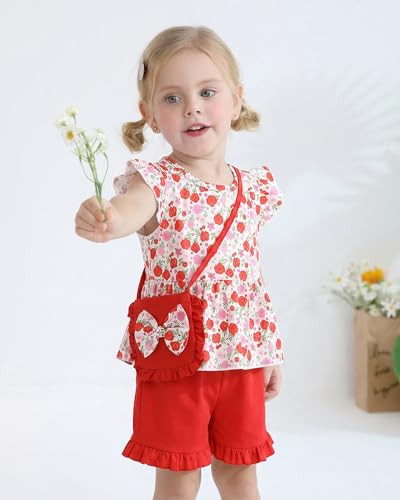 Image of Weebaby Toddler Girl Clothes Baby Summer Outfits Sleeveless Halter Top Ruffle Short Set Cute Kids Clothes Girls