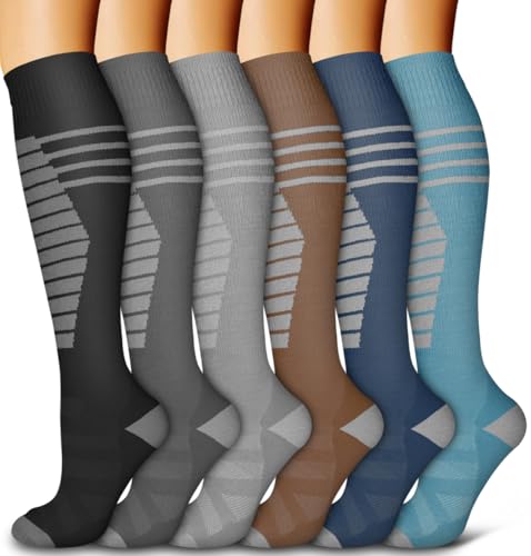 Image of Bluemaple 6 Pack Copper Compression Socks for Women and Men Circulation-Best Support for Medical, Running,Nursing,Athletic