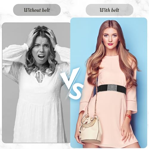 Jeffdad Adjustable Elastic Belt for Women, Women's Stretchy Belt, Wide Elastic Waist Belts for Pants Jeans Dresses(Black)3