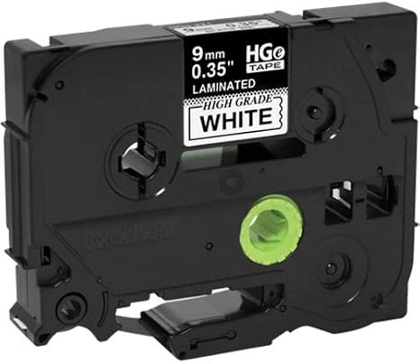 Brother Genuine HGE-221 9mm Black on White Label Tape 5 Pack