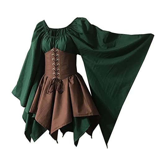 Traditionelles irisches Damenkleid im Renaissance-Stil, mittelalterliches Kostüm, ausgestellte Ärmel, Korsett, Halloween, viktorianisches kurzes...