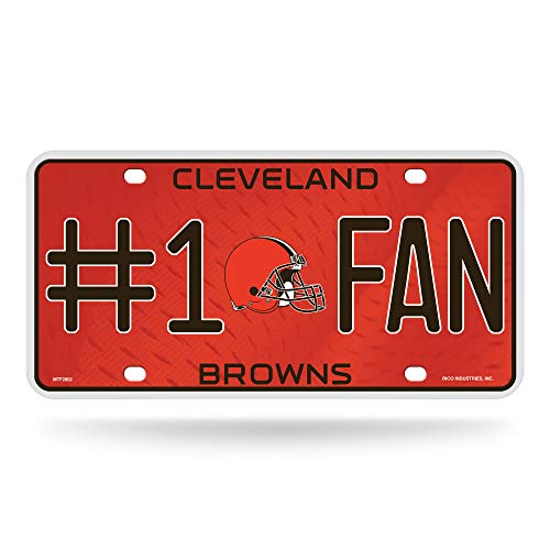 Rico Industries NFL Football Cleveland Browns #1 Fan Metal Auto Tag