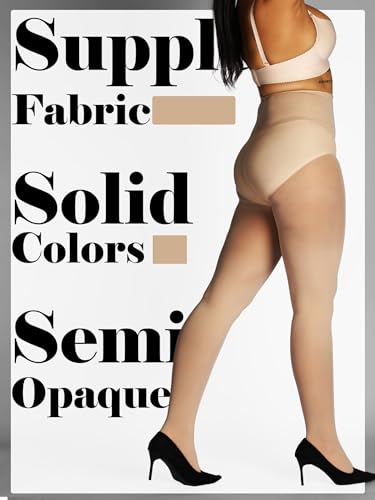 Image of HONENNA Semi Opaque Silky Women Pantyhose Tights, 20+ Colors Invisibly Toe Reinforced 60 Den Size A-E