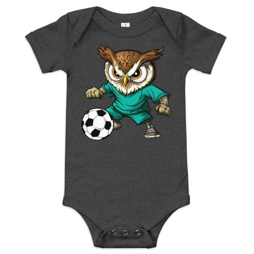 Soccer Owls - Bird Baby Onesie Dark Grey Heather