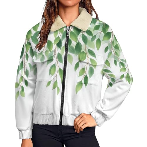 Manteau chaud femme doublé polaire à motif aquarelle haut de gamme