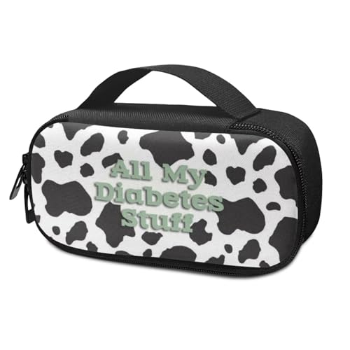 Tuoxiukan Cow Print Insulin Cooling Bag Insulated Diabetic Supplies Bag Carrying Case Organizer for Diabetes Testing Kit Portable Diabetic Insulin Travel Case, All My Diabetes Shit