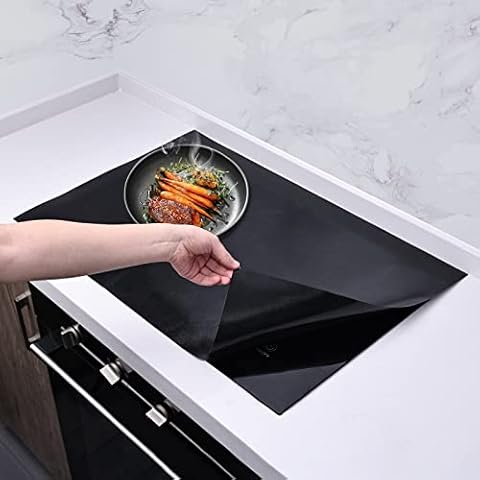 KitchenRaku Large Induction Hob Protector Mat, 52x78cm (Magnetic) Silicone Induction Cooker Covers Induction Cooktop Mat, Electric Cooker Scratch Protector for Induction Stove (52x78cm_A, Black_A) Cover