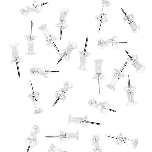 MUUZLL Pin 200Pcs Clear Push Pins 3/8-Inch Steel Tip & 1/2-Inch Plastic Tip Heavy Duty Rustproof Minimalist Style Perfect for School & Office Use