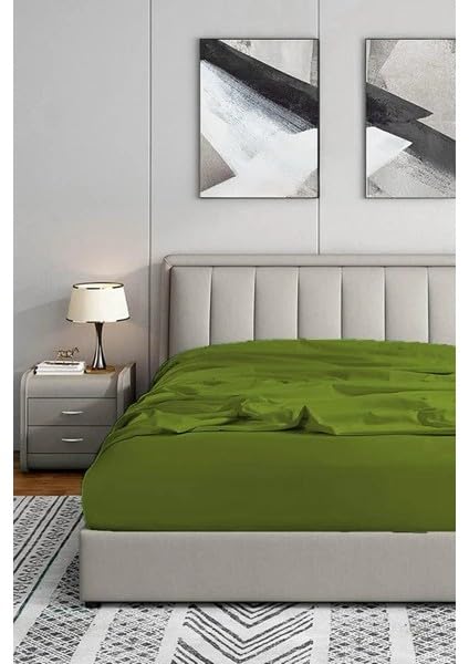 Soley 200x200 Lastikli Fitted Penye Çarşaf, Yeşil