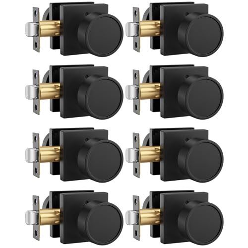 Image of Goldenwarm Black Door Knobs Interior, Privacy Door Knob Zinc Alloy, Matte Black Interior Door Knobs for Bedroom Bathroom, 8 Pack