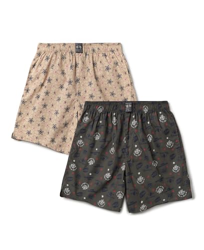 Image of Jockey UB08 Boy's Super Combed Mercerized Cotton Woven Fabric Printed Boxer Shorts with Side Pockets (Pack of 2)