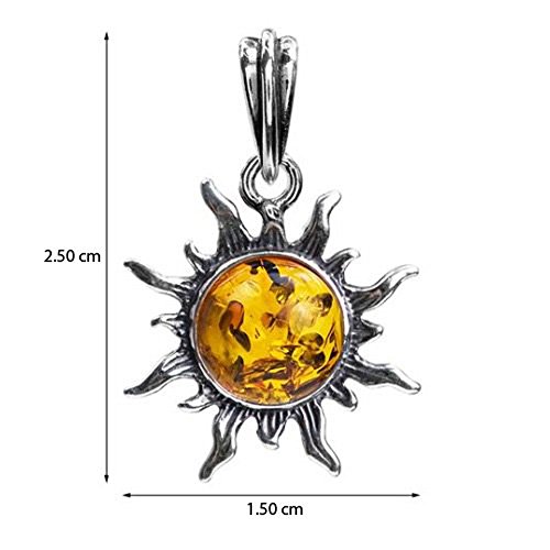 Ian And Valeri Co. Light Amber Sterling Silver 925 Round Small Sun Pendant #TOP2