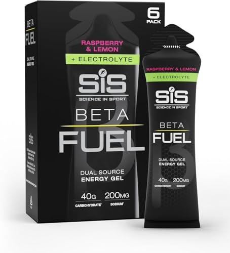 Science in Sport BETA Fuel + Electrolyte Energy Gel – Raspberry & Lemon | 40g Dual-Source Carbs with 200mg Sodium - Ideal for Endurance Training & Hydration (6 Pack)