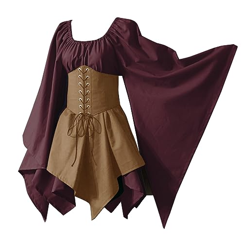 Costume médiéval de femme en velours bordeaux pour briller à votre fête d'Halloween