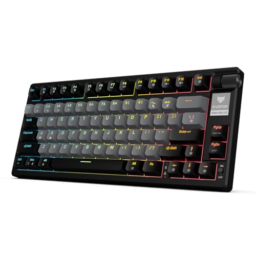 Image of EvoFox Ronin Mechanical Keyboards Wireless (BT+2.4GHz+Wired), 9 Layer Structure, Gasket Mount, 75% Layout, 2 Layer Sound Dampening Red Switches, Per-Key RGB, 1000Hz, Windows Software -Black