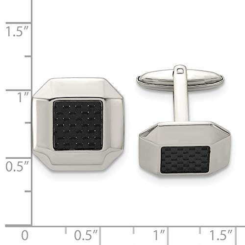 Mancuernillas para hombre en acero inoxidable negro 17 mm miniatura 3
