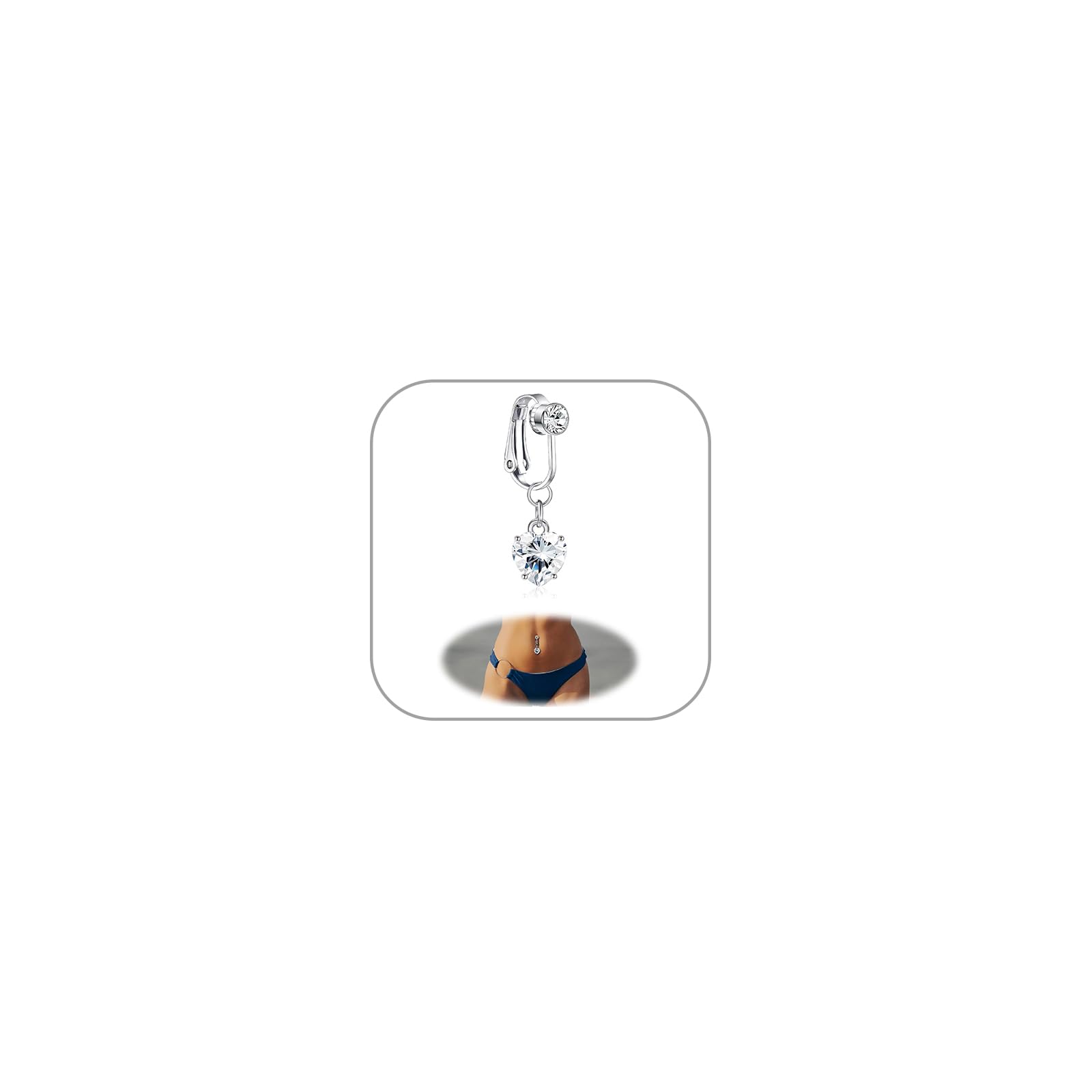 Cristina Fake Belly Ring Surgical Steel Clip on Belly Button Rings for Women CZ Dangle Belly Button Rings Butterfly Heart Belly Rings Non Piercing Jewelry, Stainless Steel, Cubic Zirconia (B0C66FD8TT) Amazon Price History, Amazon Price Tracker