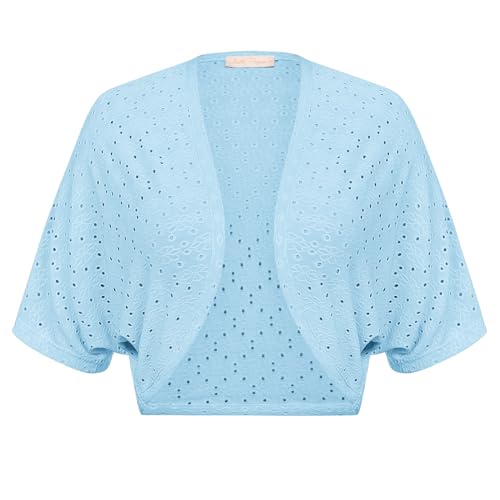 Image of Belle Poque Women's Open Front Bolero Shrug Batwing Short Sleeve Cropped Cardigan Lightweight